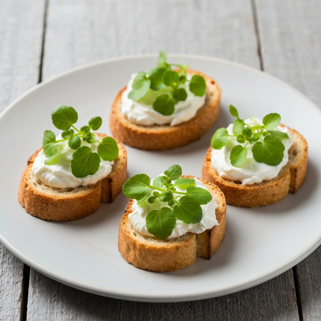 Watercress and Crème Fraîche Toasts