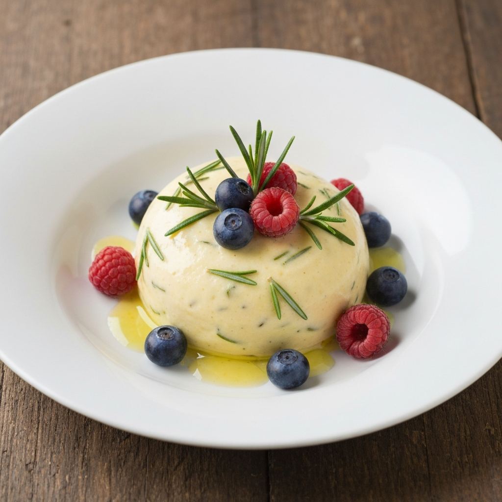 Lemon and Rosemary Posset with Berries