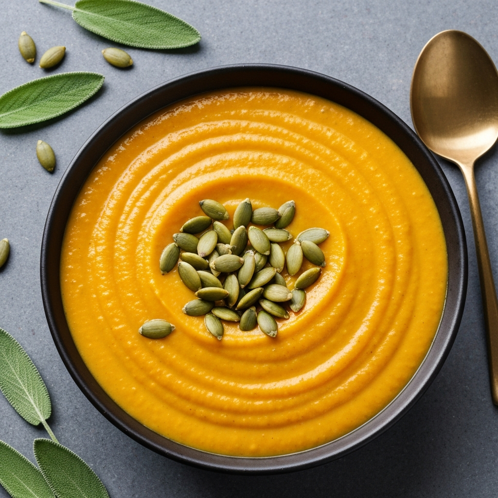 Pumpkin and Sage Potage with Toasted Pepitas