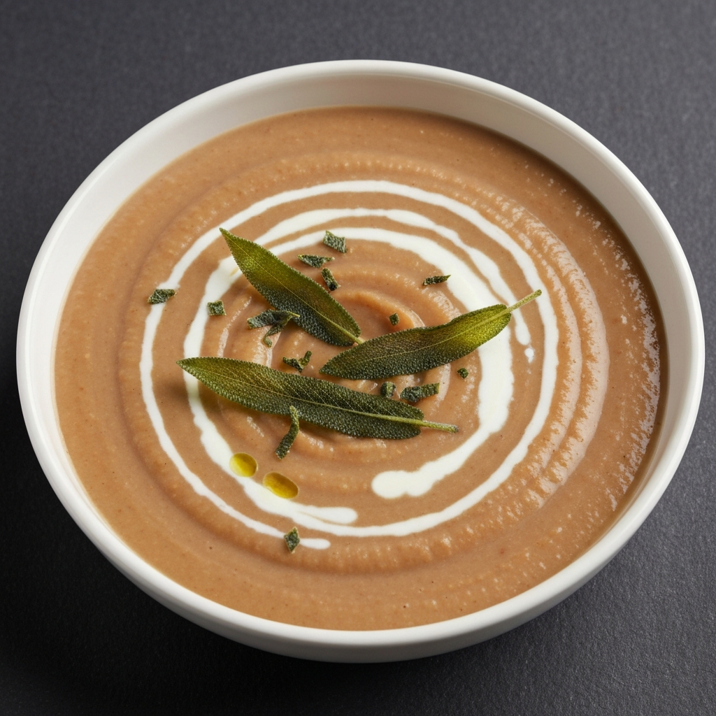 Creamy Chestnut Soup with Crispy Sage