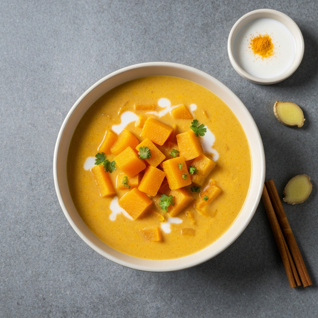 Butternut Squash and Coconut Curry Soup with Ginger and Turmeric
