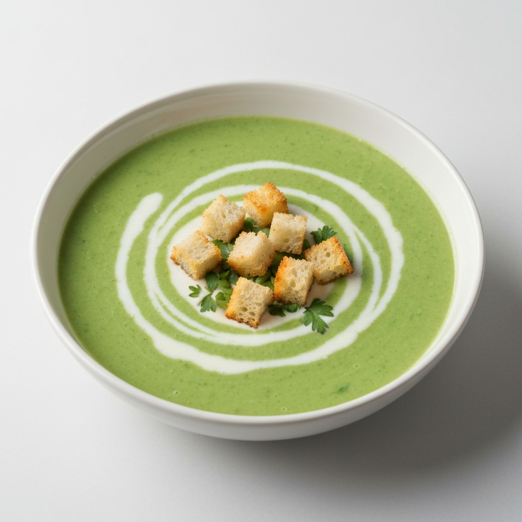 Creamy Watercress Soup with Toasted Croutons