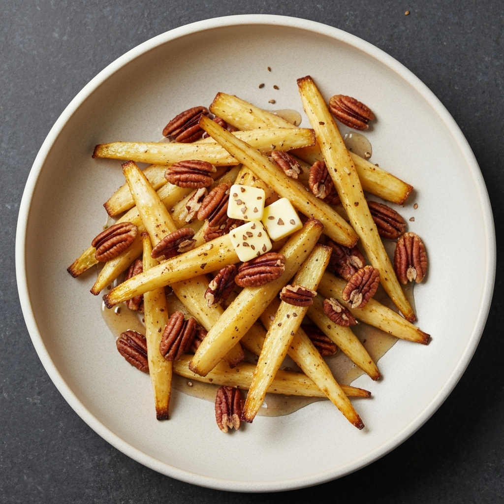Candied Parsnip Stir-Fry with Spiced Pecans