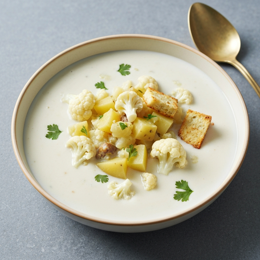 Curried Cauliflower and Potato Soup with Coconut Milk