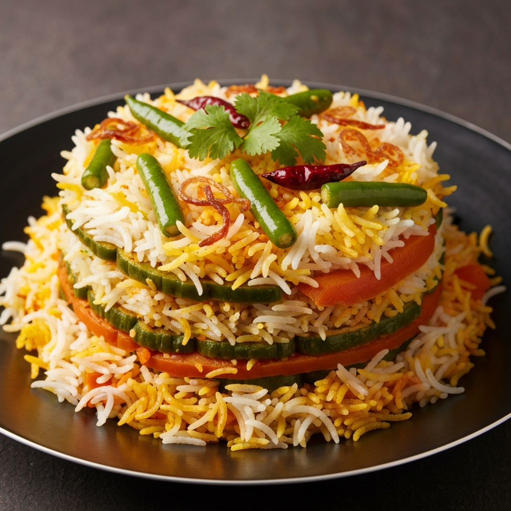 Vegetable Biryani with Saffron and Rosewater