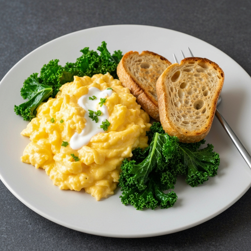 Jersey Butter Scrambled Eggs with Kale