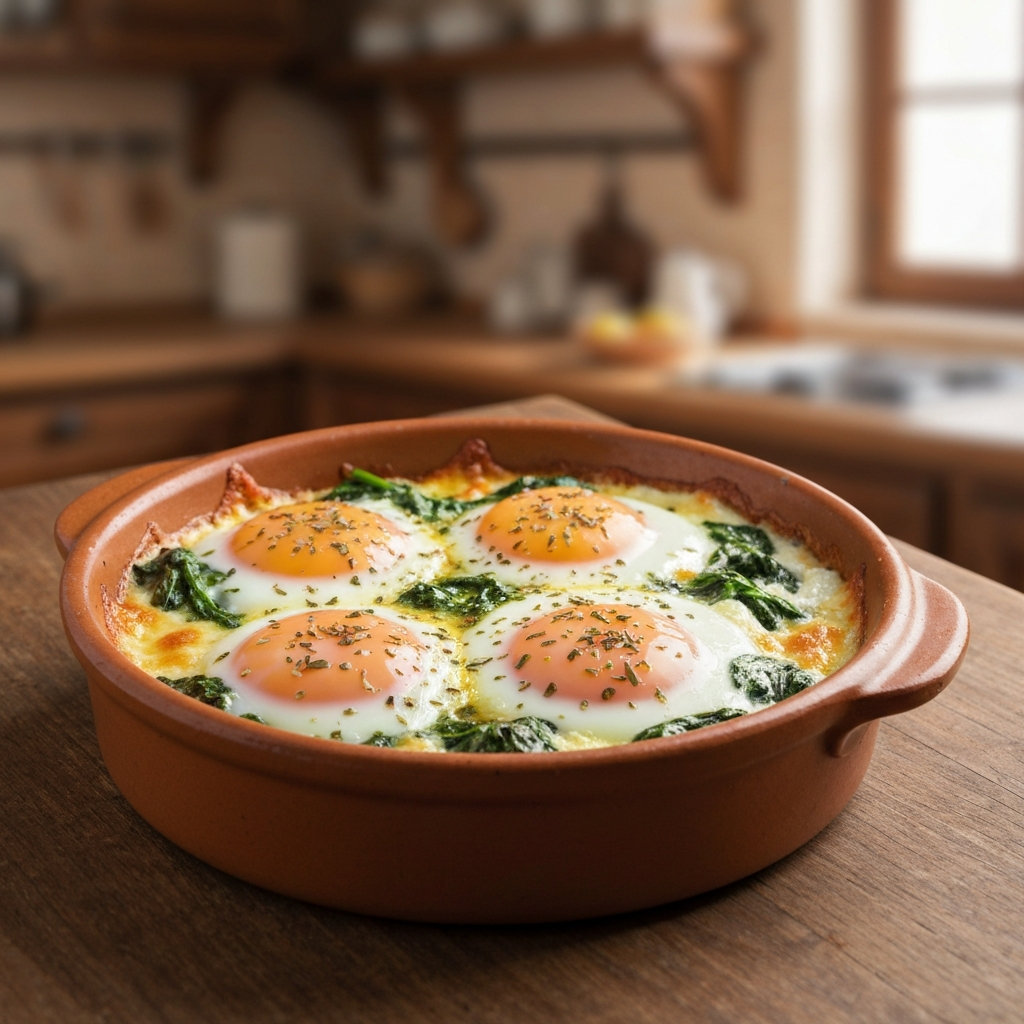 Italian Baked Eggs with Spinach and Ricotta