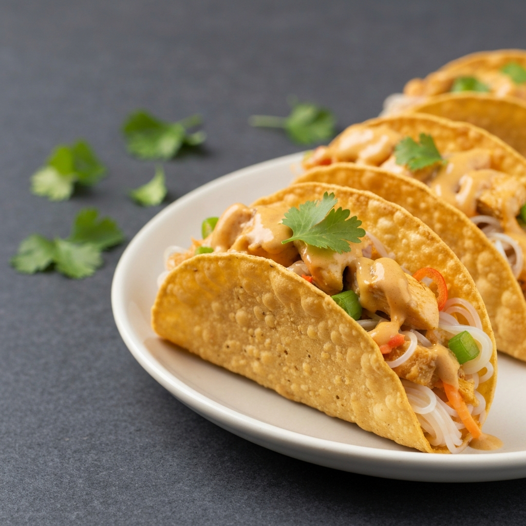 Thai Noodle Taco Boats with Peanut Sauce
