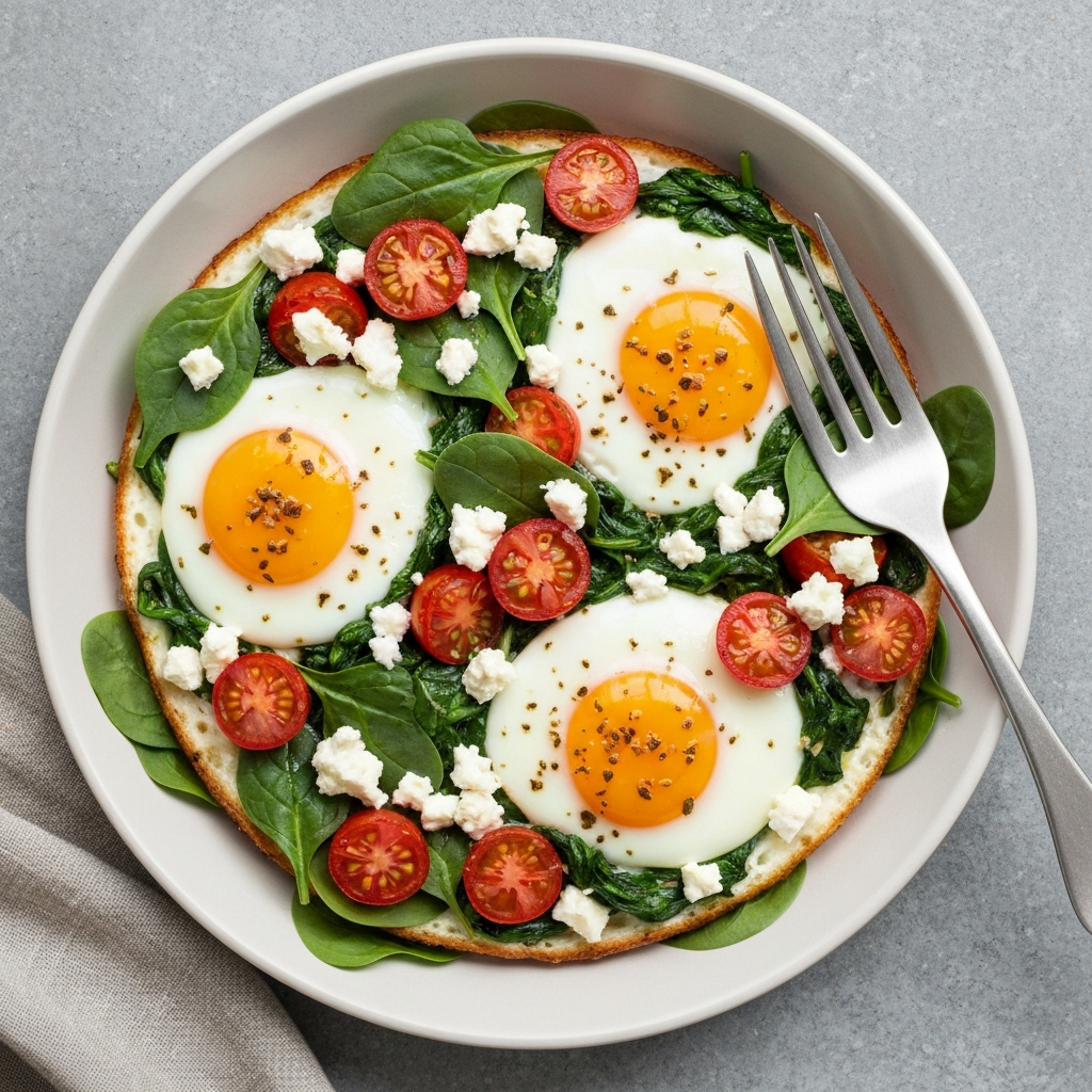 Mediterranean Baked Eggs with Feta and Spinach