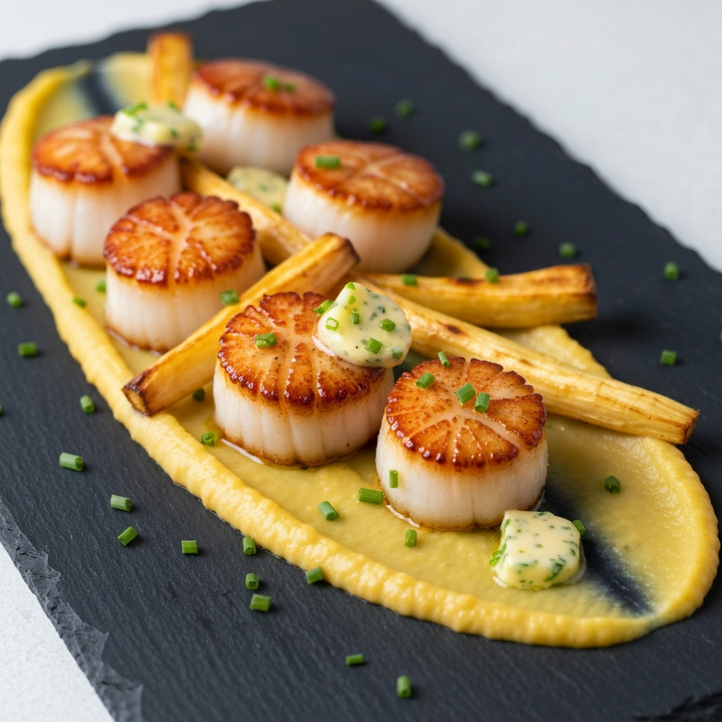 Pan-Seared Jersey Scallops with Parsnip Puree