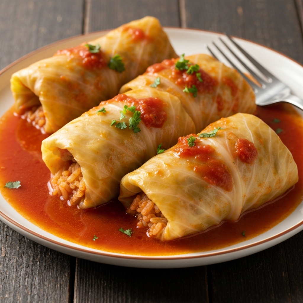 Cabbage Rolls Stuffed with Pork and Rice