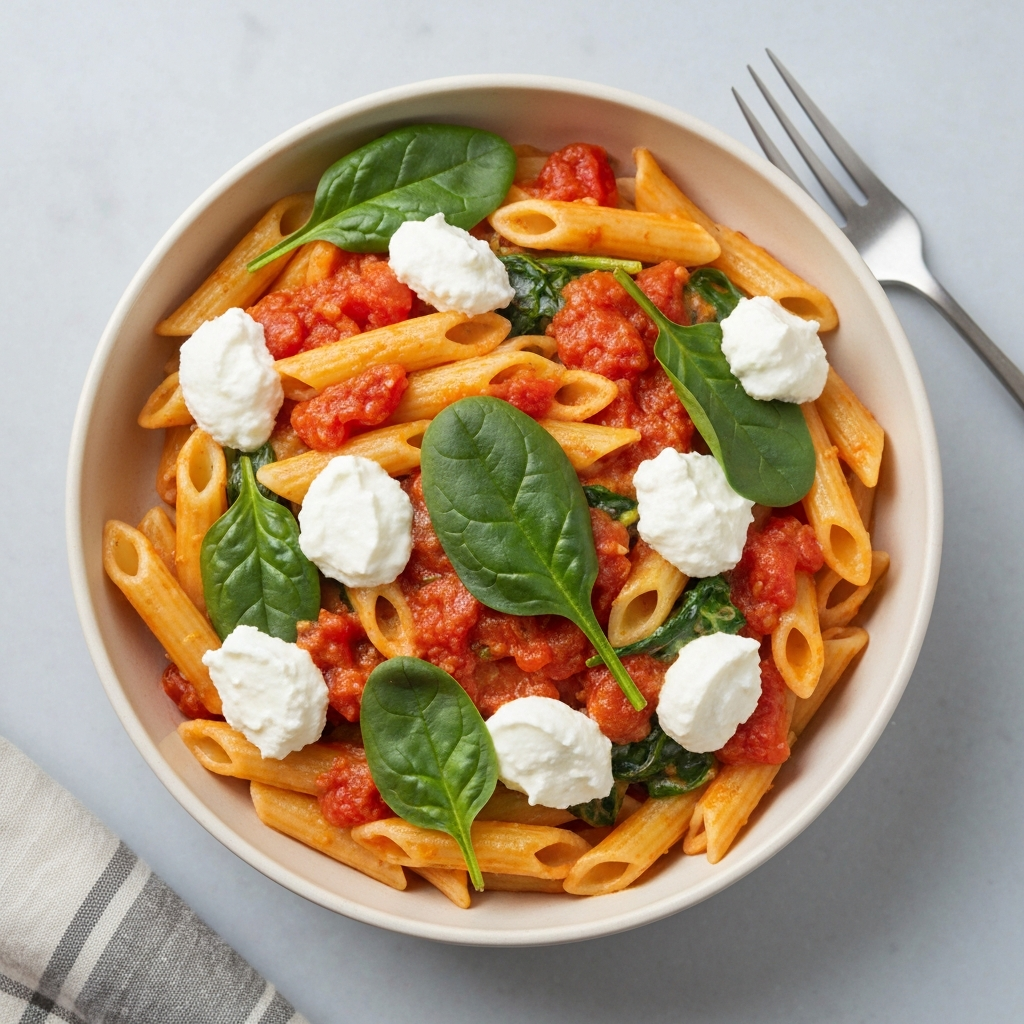 Creamy Tomato Pasta with Spinach and Ricotta