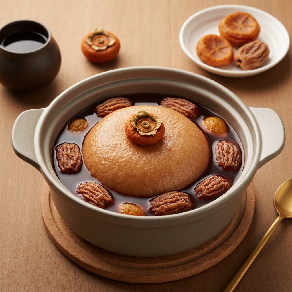 Korean Cinnamon Punch (Sujeonggwa) Hot Pot with Dried Persimmon