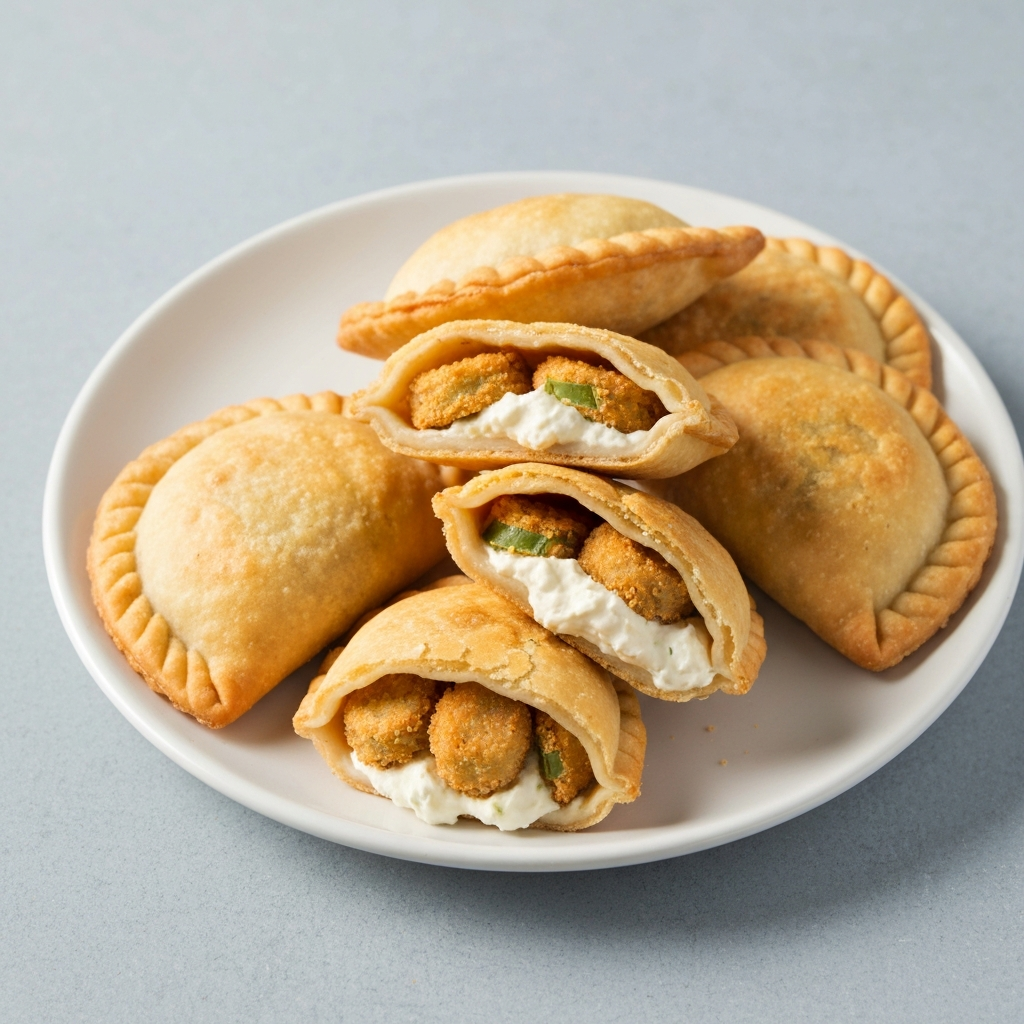 Fried Green Tomato Empanadas with Pimento Cheese