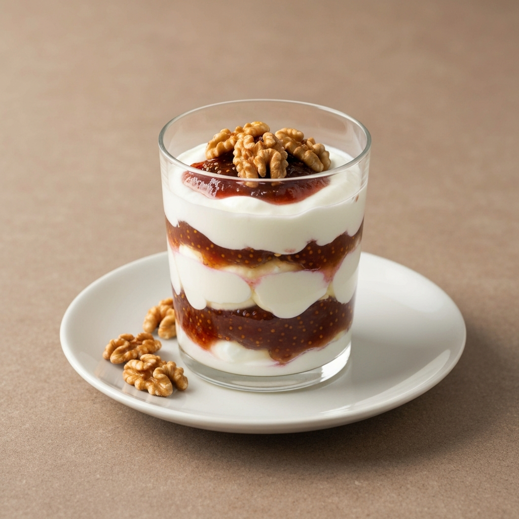 Greek Yogurt Parfait with Fig Jam and Walnuts