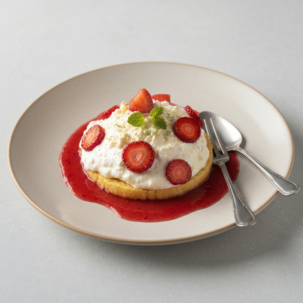 Eton Mess with Roasted Strawberries and Elderflower Cream