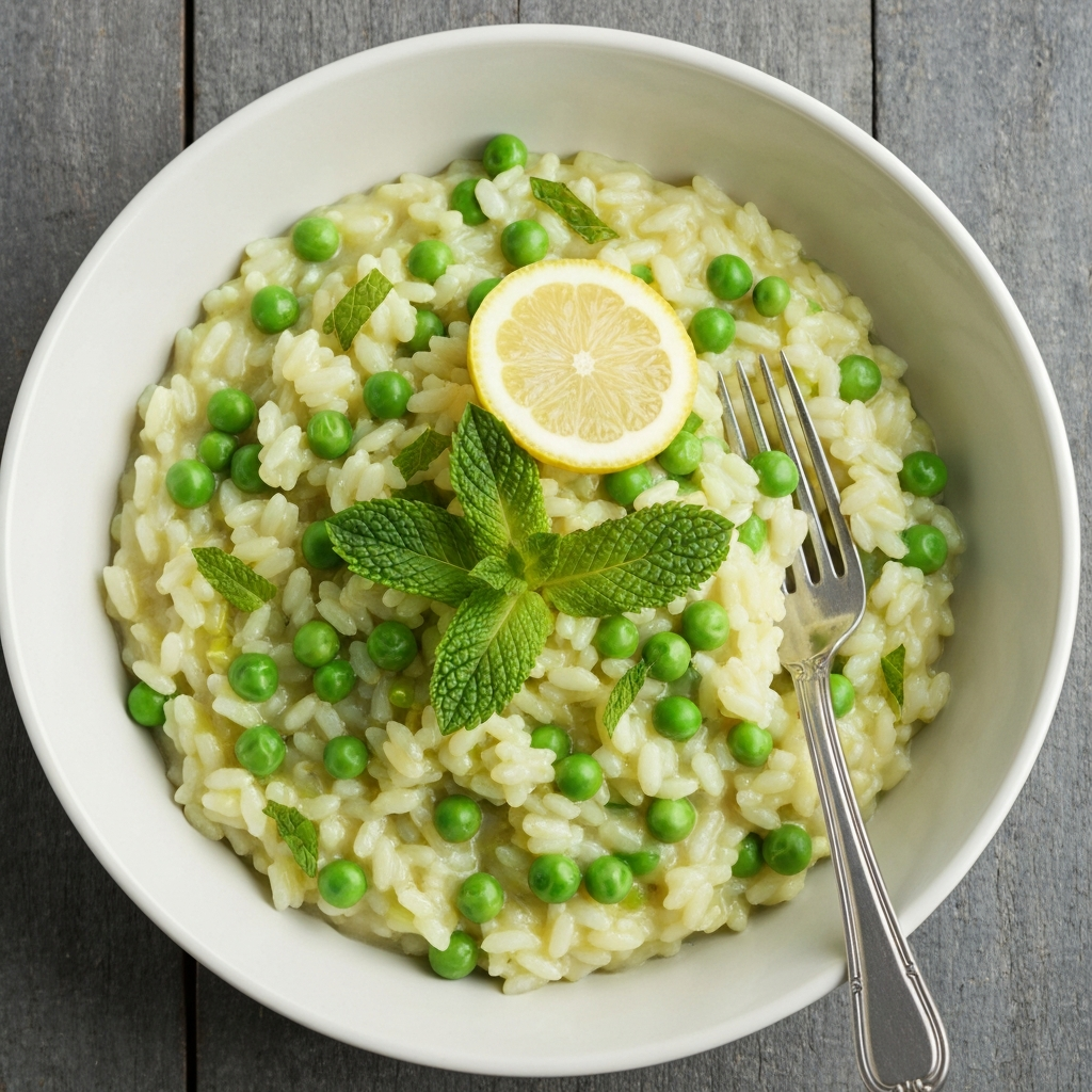 Spring Pea and Mint Risotto with Lemon
