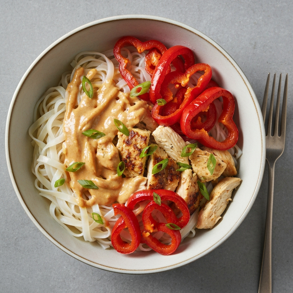 Roasted Red Pepper & Peanut Noodle Bowl