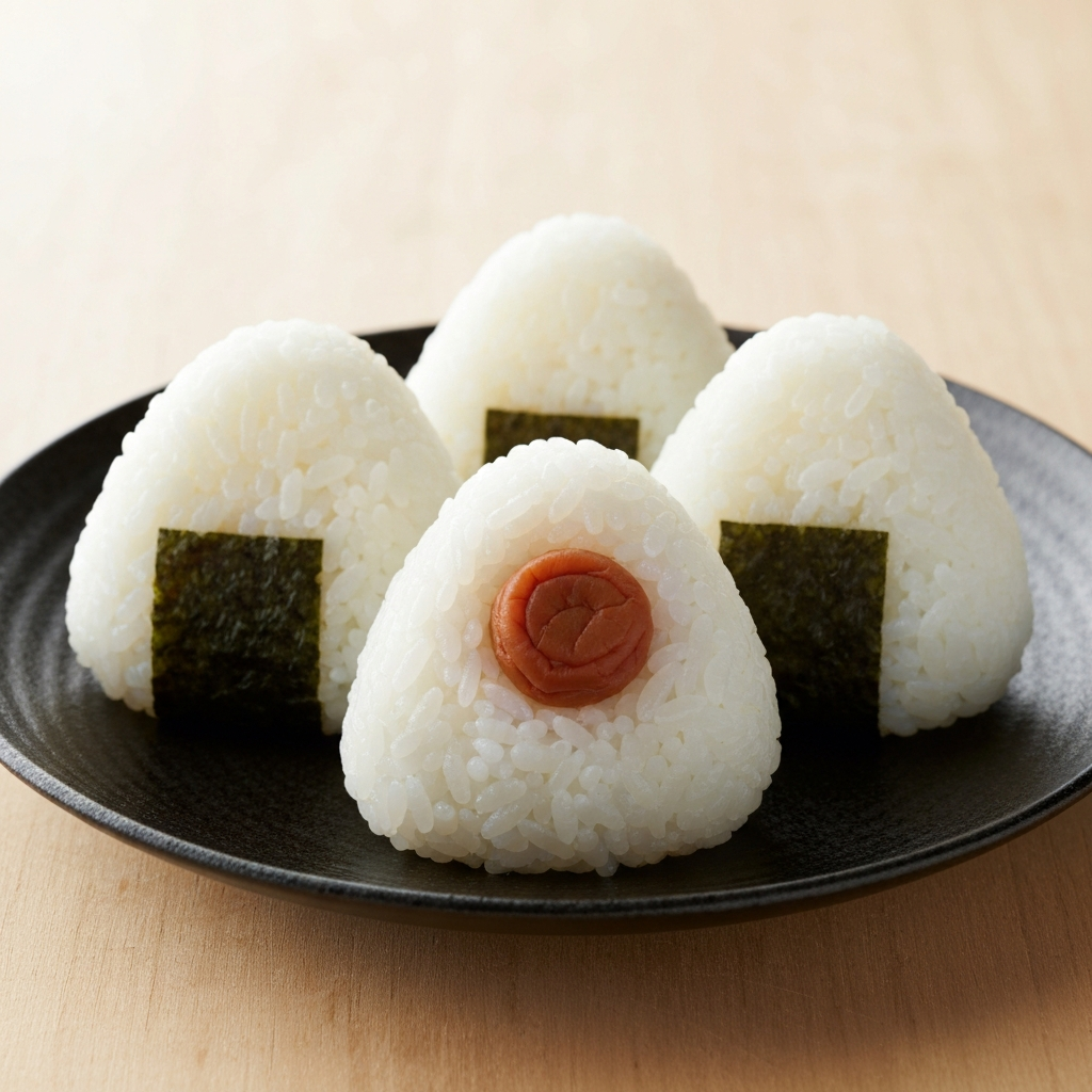 Japanese Rice Balls with Pickled Plum (Umeboshi Onigiri)