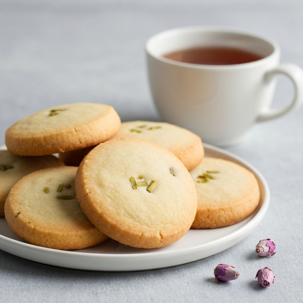 Cardamom Rosewater Shortbread Cookies