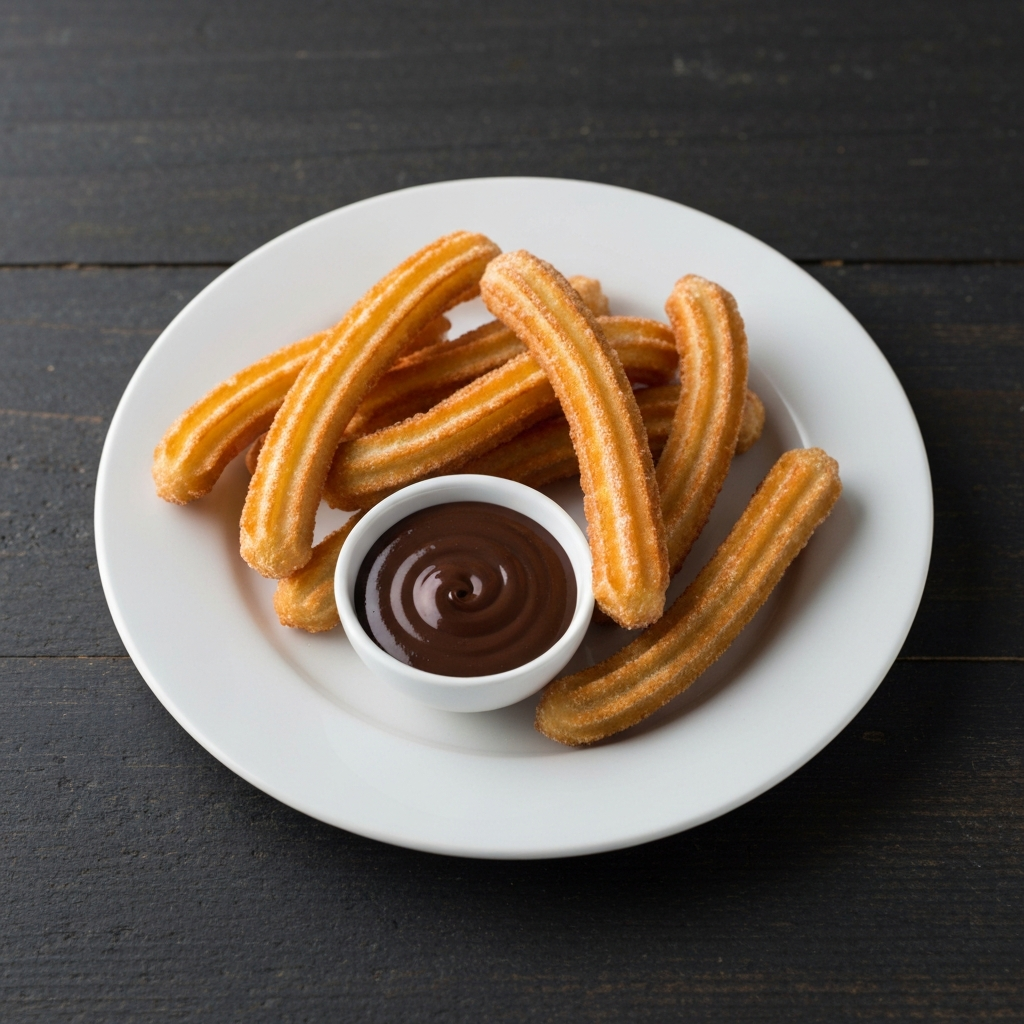 Churros with Dark Chocolate Dipping Sauce