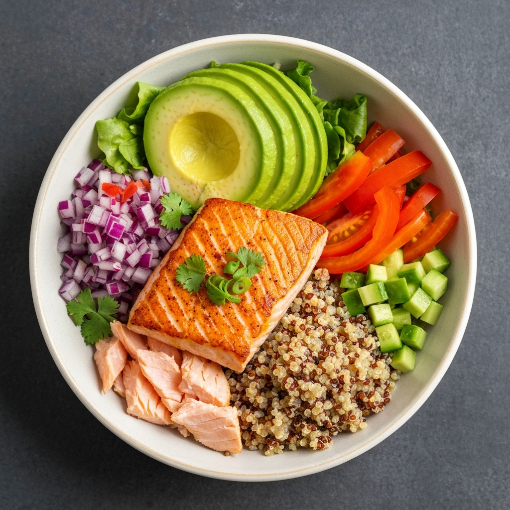 Salmon Buddha Bowl with Quinoa and Avocado