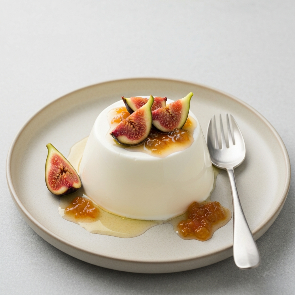 Greek Yogurt Panna Cotta with Fig and Orange Blossom Compote