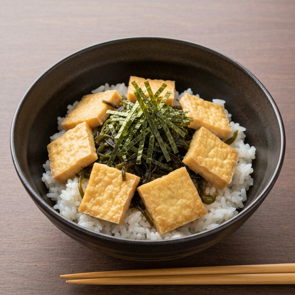 Seaweed and Tofu Rice Bowl (Nori & Agedashi Tofu Donburi)
