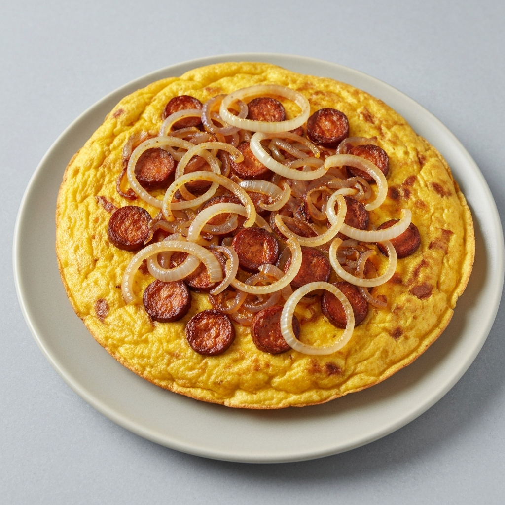 Spanish Tortilla with Caramelized Onions and Chorizo