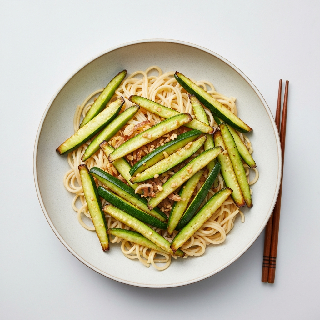 Garlic Ginger Courgette Stir-Fry with Noodles