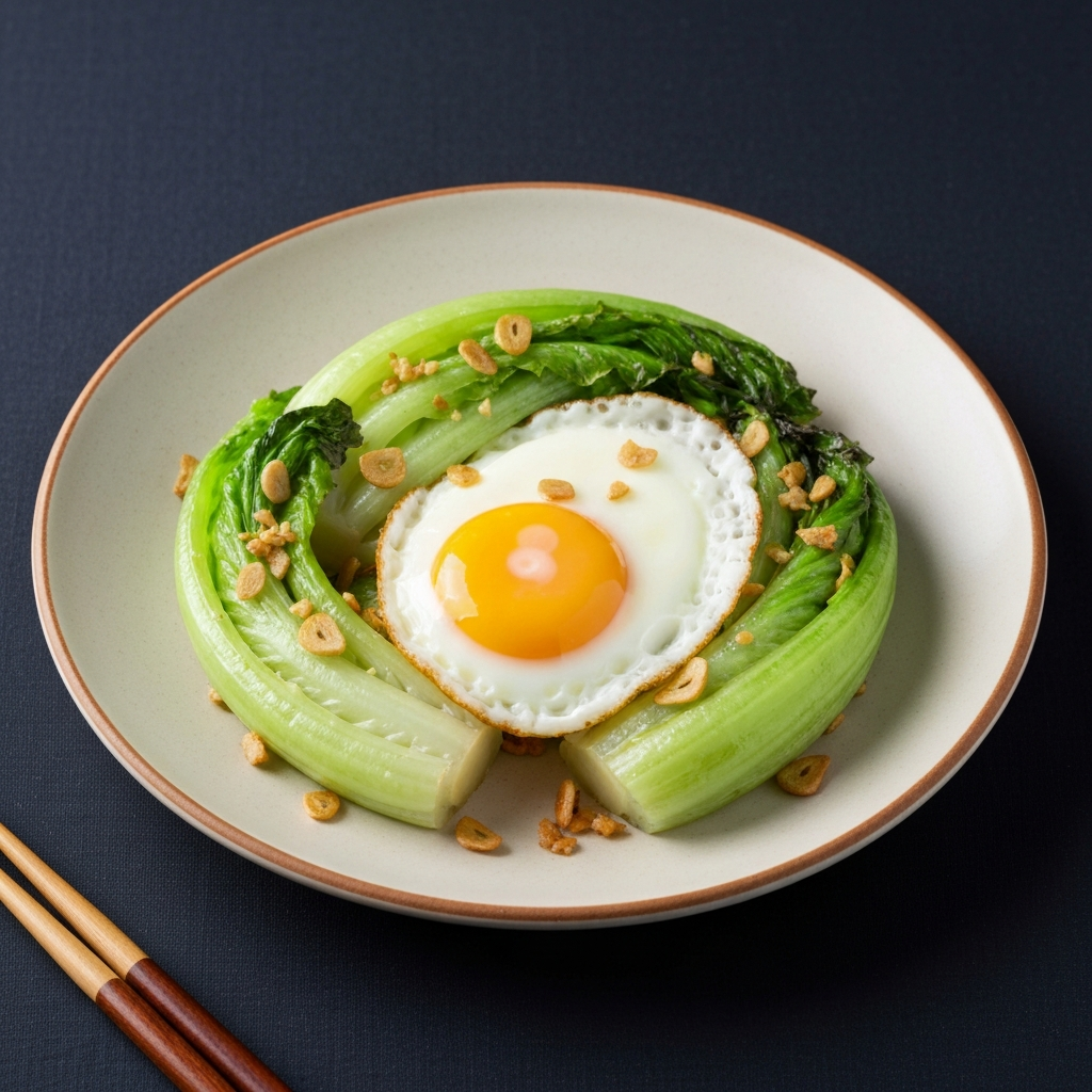 Savory Pan-Fried Lettuce with Garlic & Egg