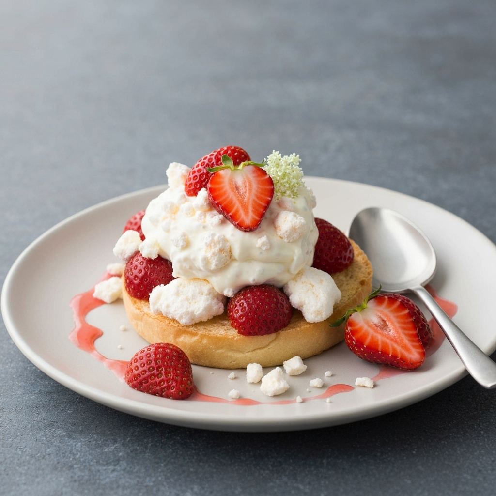 Eton Mess with Strawberries and Elderflower Cream