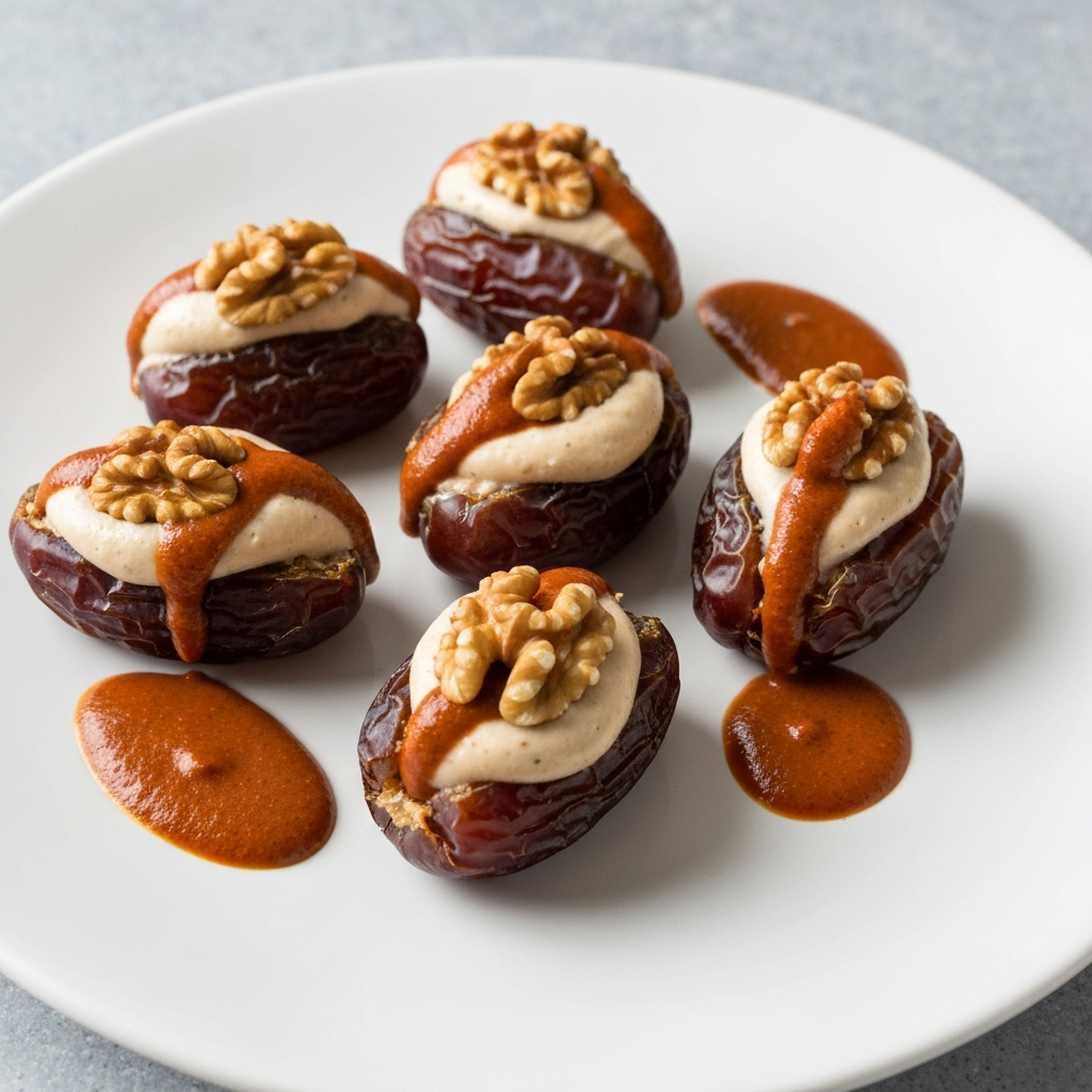 Vegan Mole Rojo Stuffed Dates with Walnuts