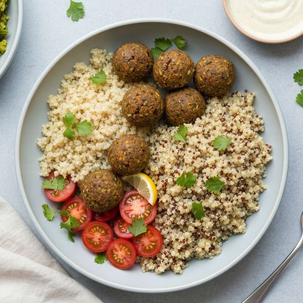 Baked Falafel Bowls with Lemon-Tahini Dressing
