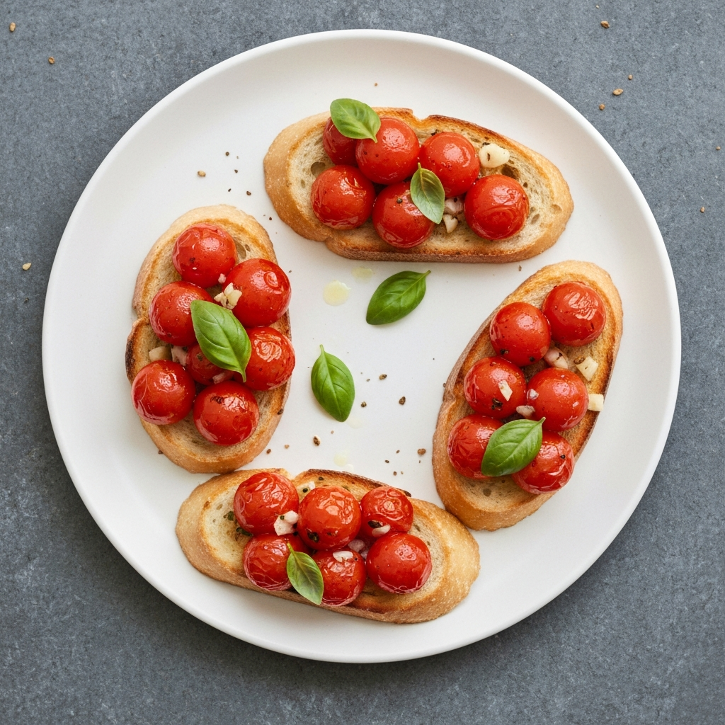 Bruschetta with Roasted Cherry Tomatoes and Basil
