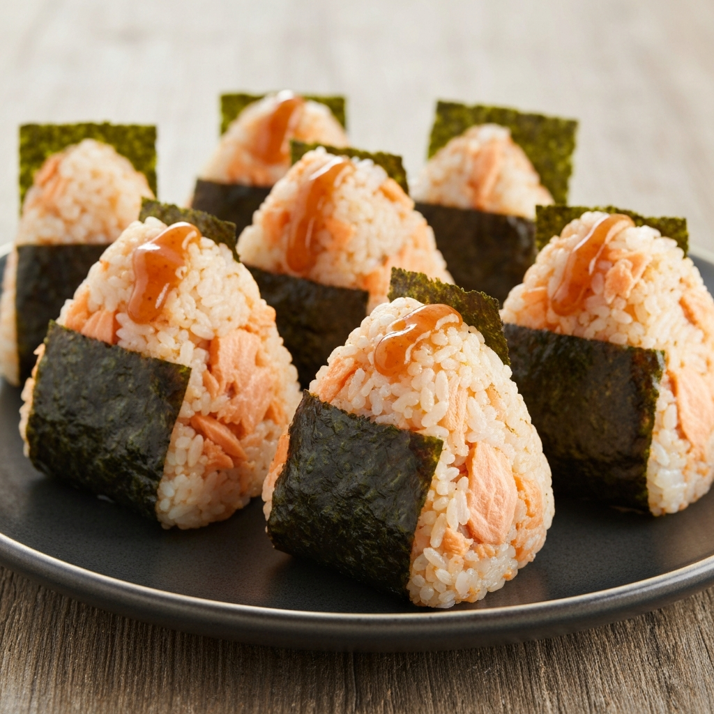 Salmon Onigiri with Miso-Glazed Seaweed