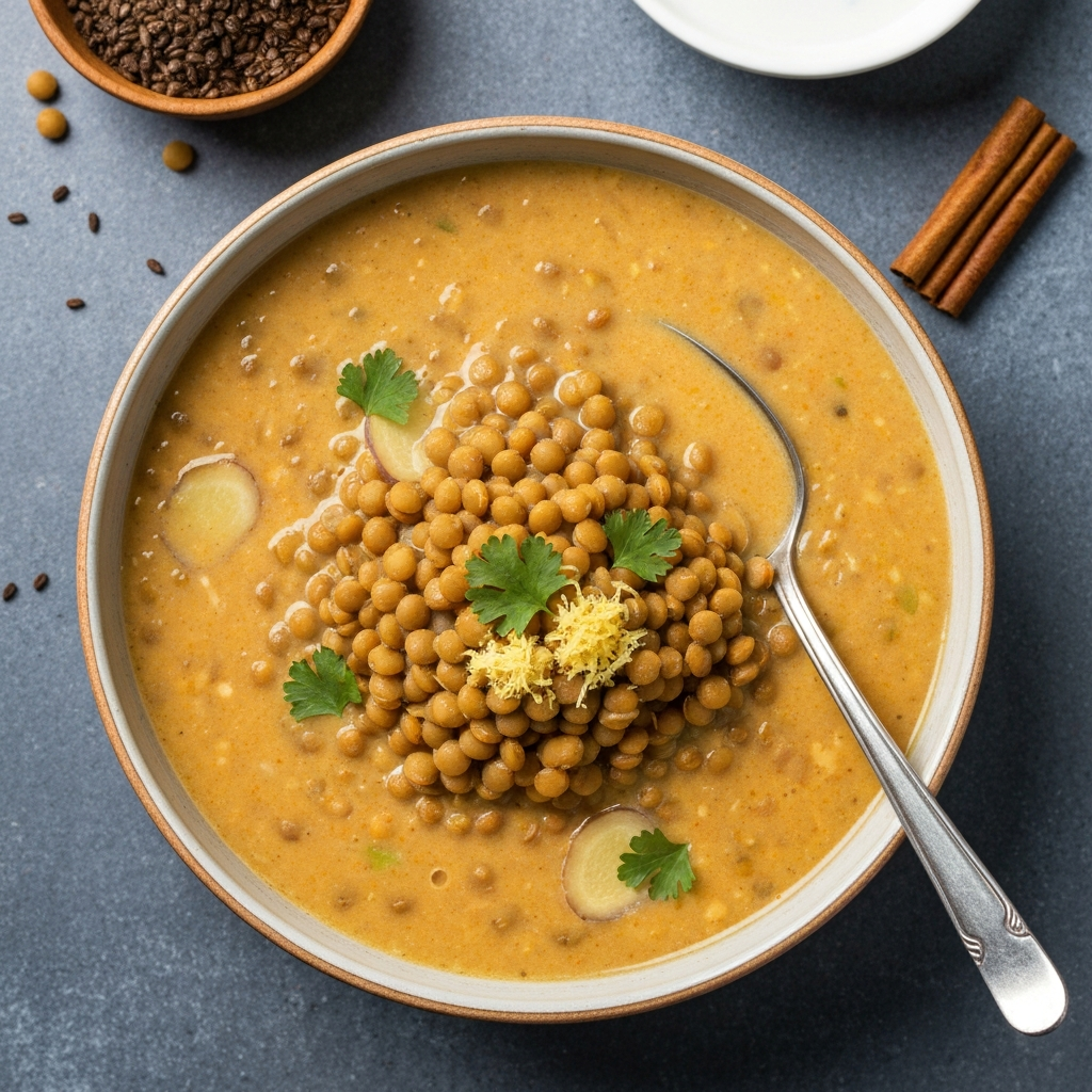 Spiced Lentil Soup with Coconut Milk and Ginger