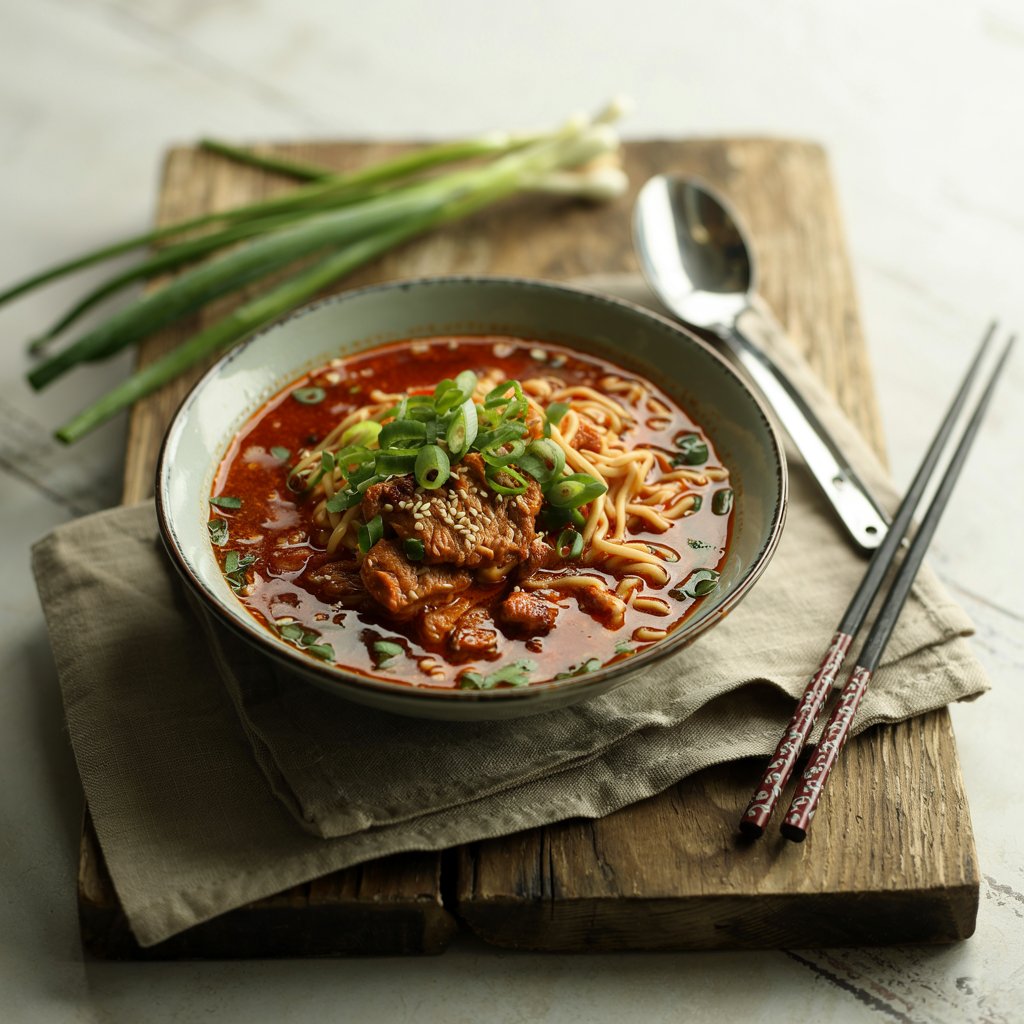 Spicy Sesame Pork Soup with Noodles