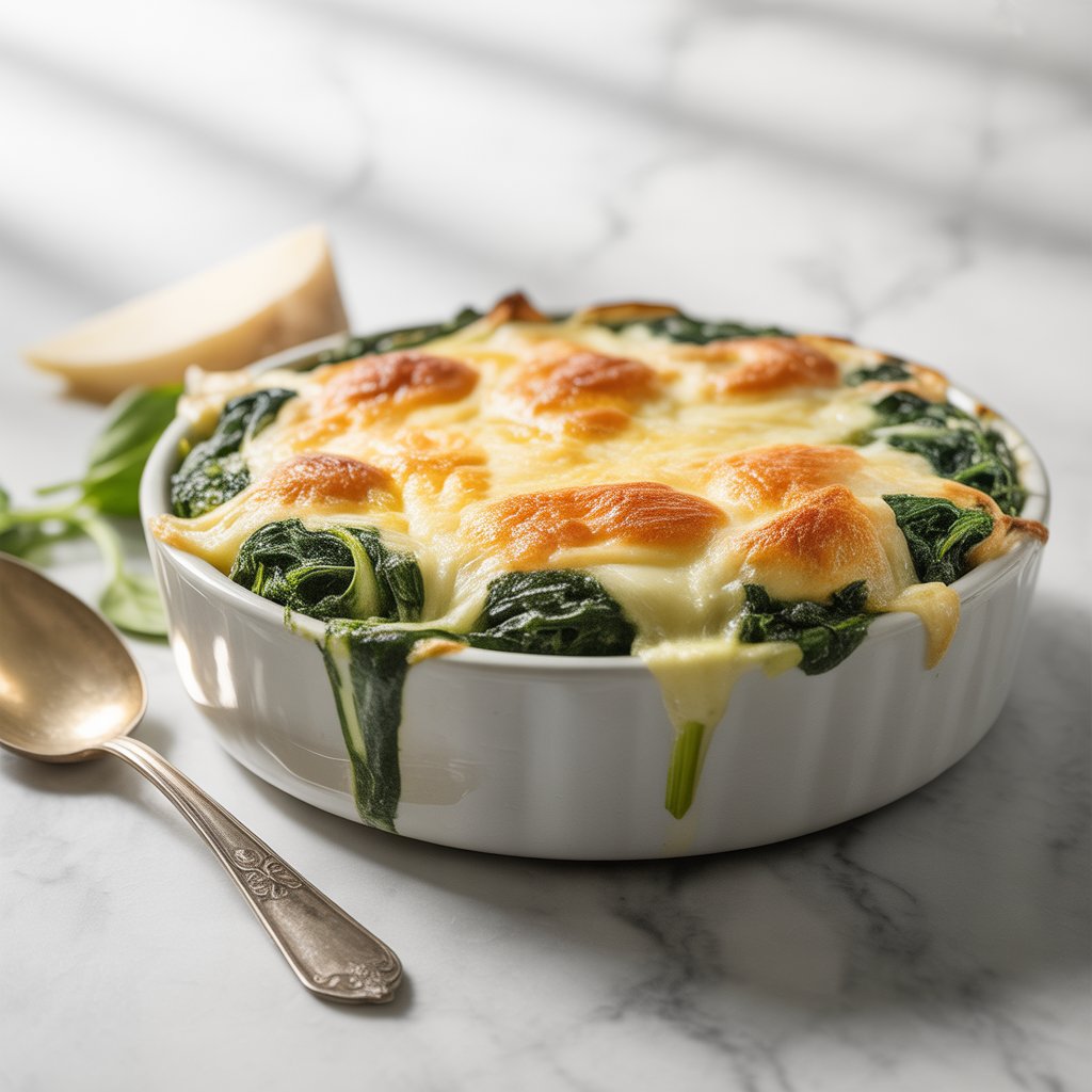 Spinach and Parsnip Gratin with Gruyere