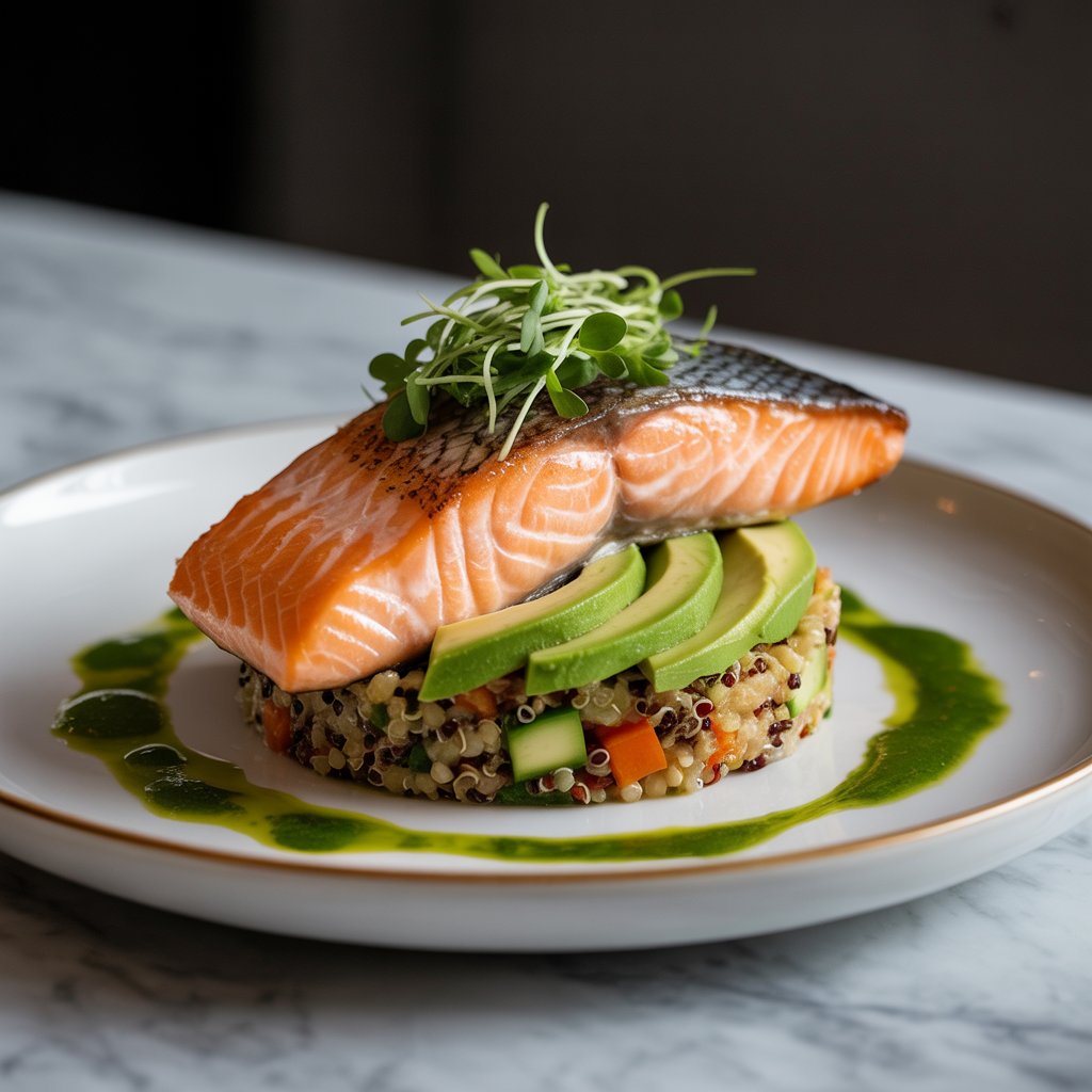 Salmon with Quinoa and Avocado