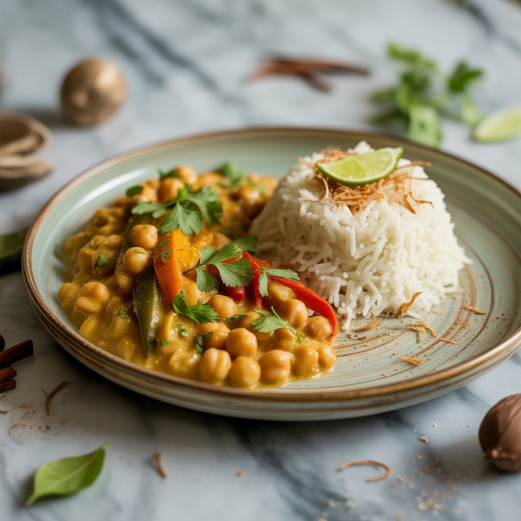 Vegan Chickpea & Vegetable Curry with Coconut Rice